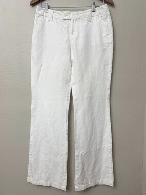 Banana Republic Linen Cotten White Trouser Pants Coastal Euro Size 0